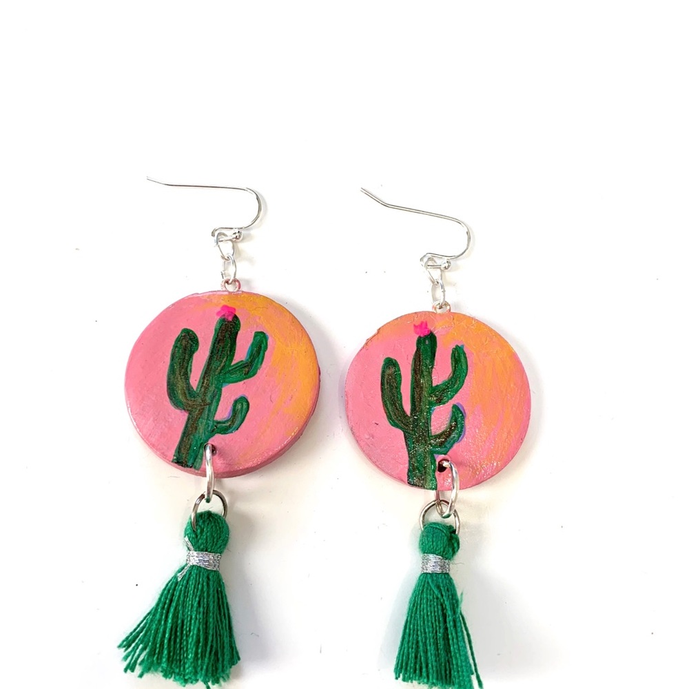 Pink Cacti Earrings by Hippie Chic Jewelz